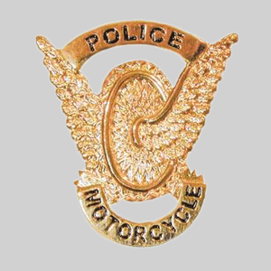 gold police motorcycle pin