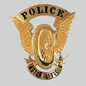 police motor officer gold helmet badge