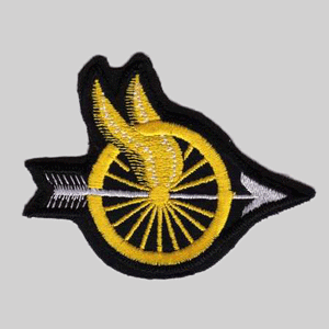 police yellow winged wheel white arrow patch