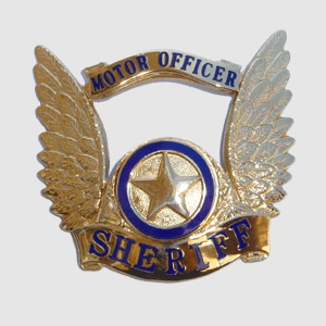 Sheriff Star GOLD Banner Helmet Badge BLUE Font