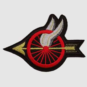 Large Red Wheel Winged Patch LEFT