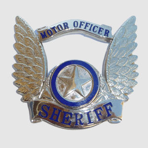 Sheriff Star SILVER Banner Helmet Badge BLUE Font