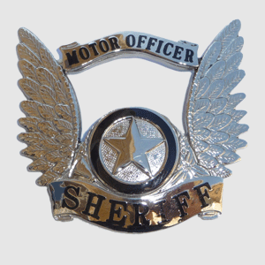 Sheriff Star SILVER Banner Helmet Badge BLACK Font