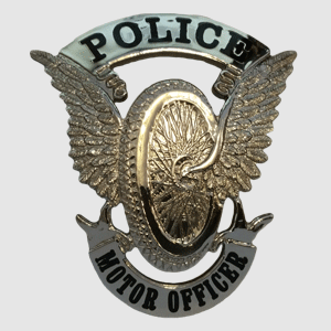 police wheel silver helmet badge black